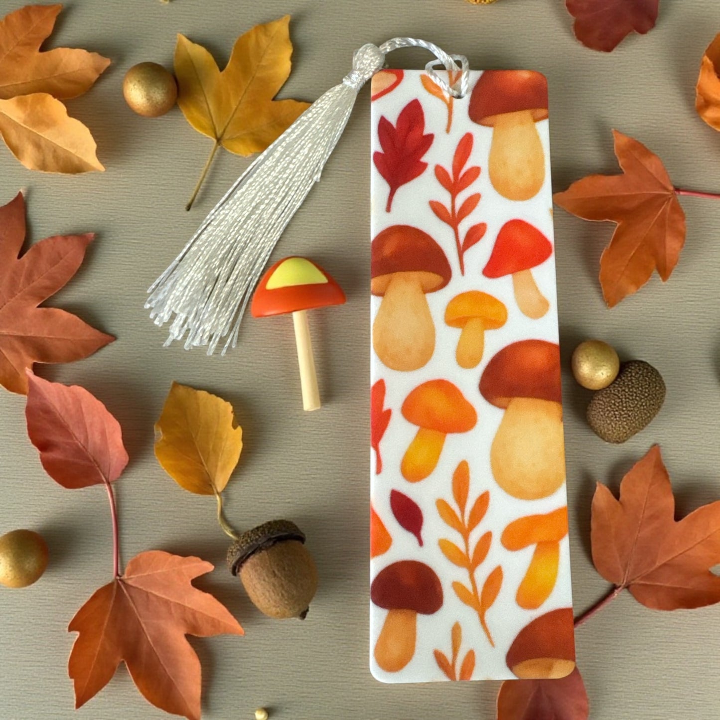 Autumn Toadstall mushroom acrylic bookmark
