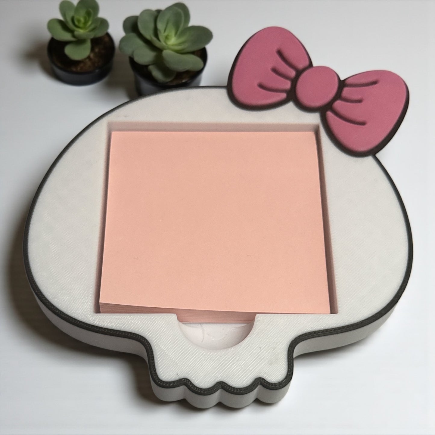 Skull with bow 3D printed sticky note holder