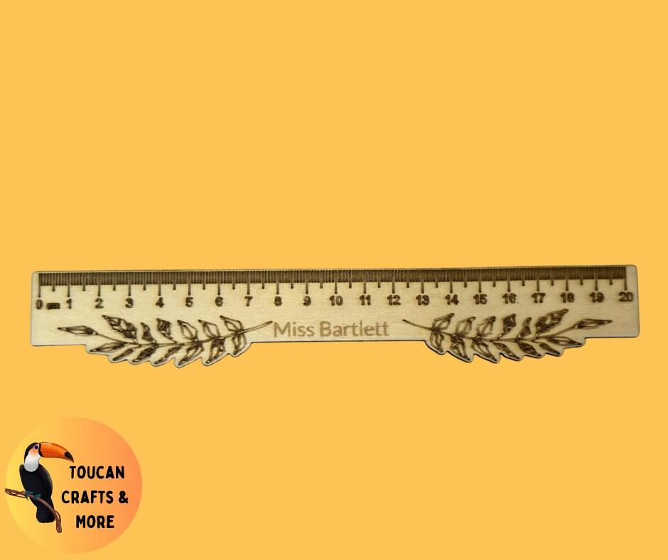 Personalised wooden 20cm ruler, teacher gift, laser engraved, laser cut